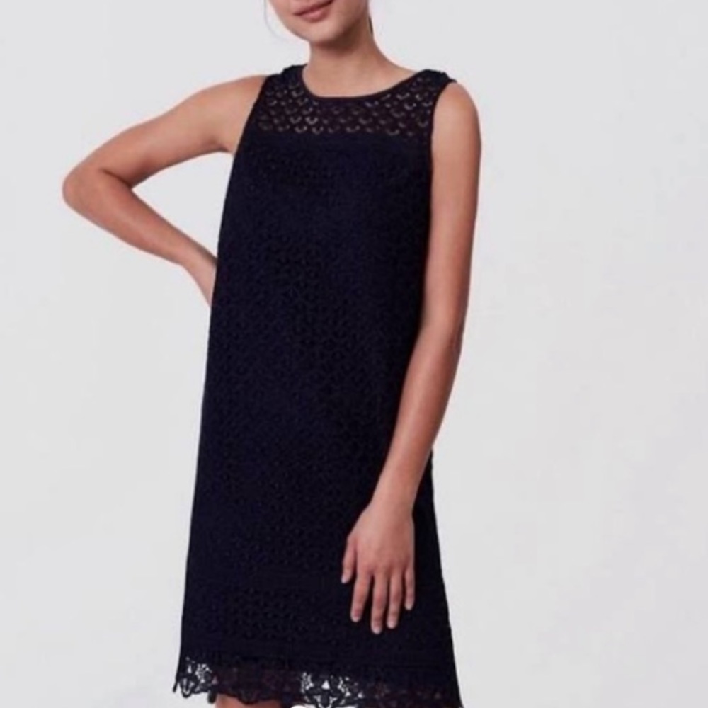 Ann Taylor LOFT navy blue lace dress